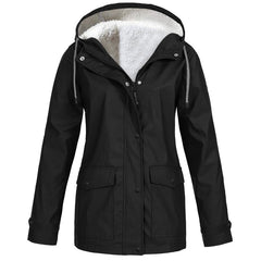 Lilian Hooded Rain Jacket with Fleece-Look Lining