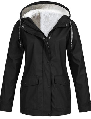 Lilian Hooded Rain Jacket with Fleece-Look Lining