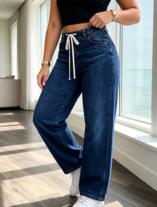 Liz Drawstring Wide-Leg Jeans