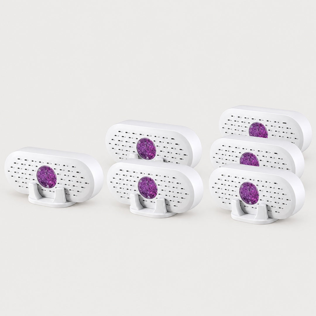 The Stacey Reusable Mini Dehumidifier for Wardrobes as a single, a pack of 2 and a pack of 3