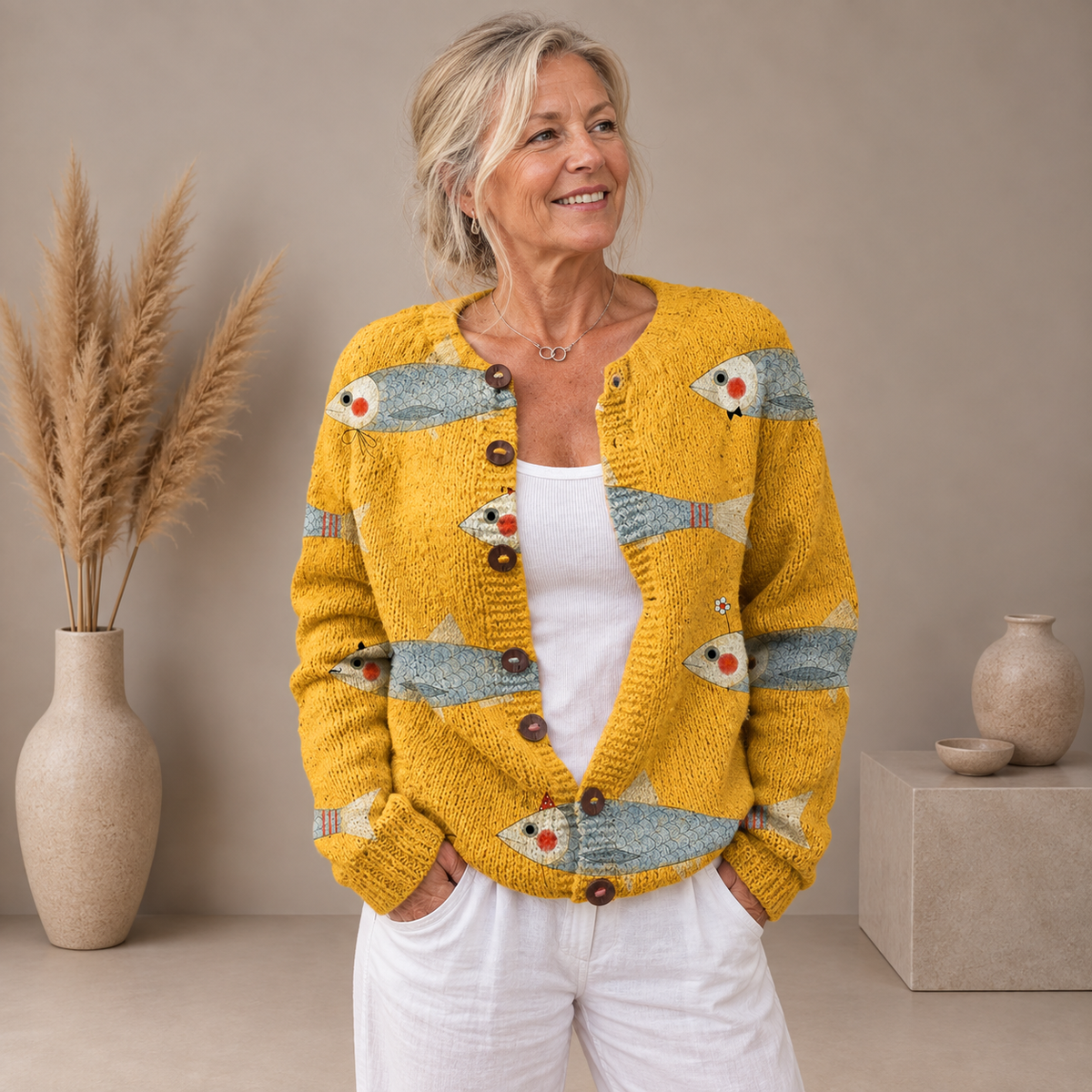 Marina™ | Playful Fish Button Cardigan | BER 1.48