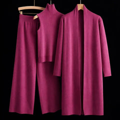 Celia Three-Piece Knit Set with Long Cardigan