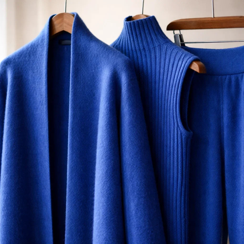 Celia Three-Piece Knit Set with Long Cardigan