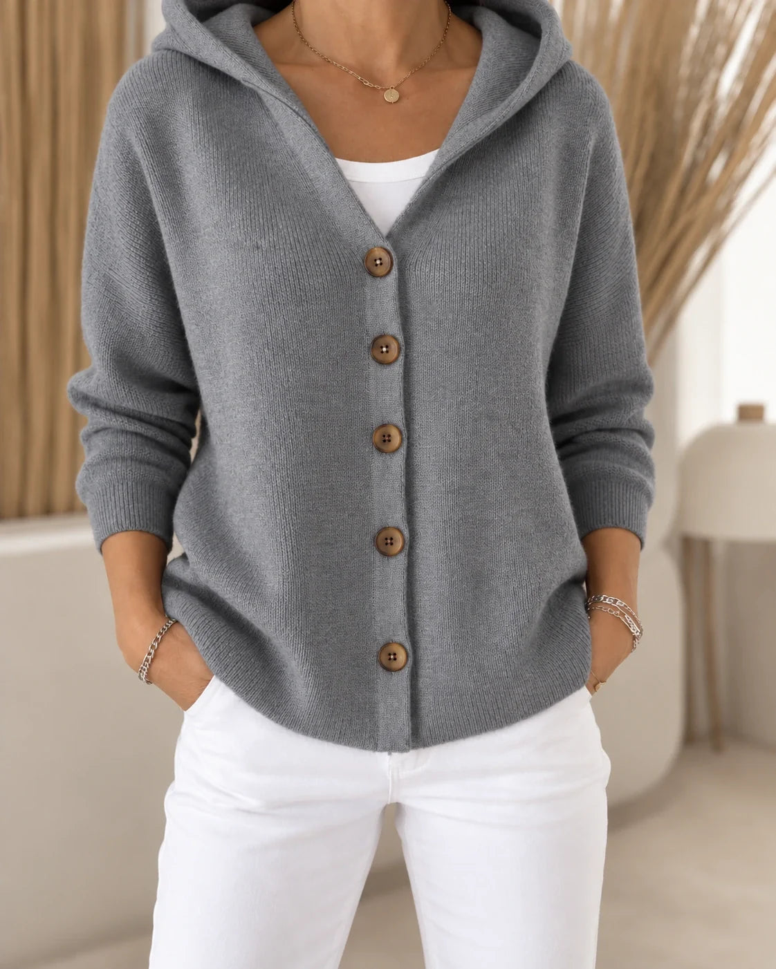 Morag Hooded Button Cardigan