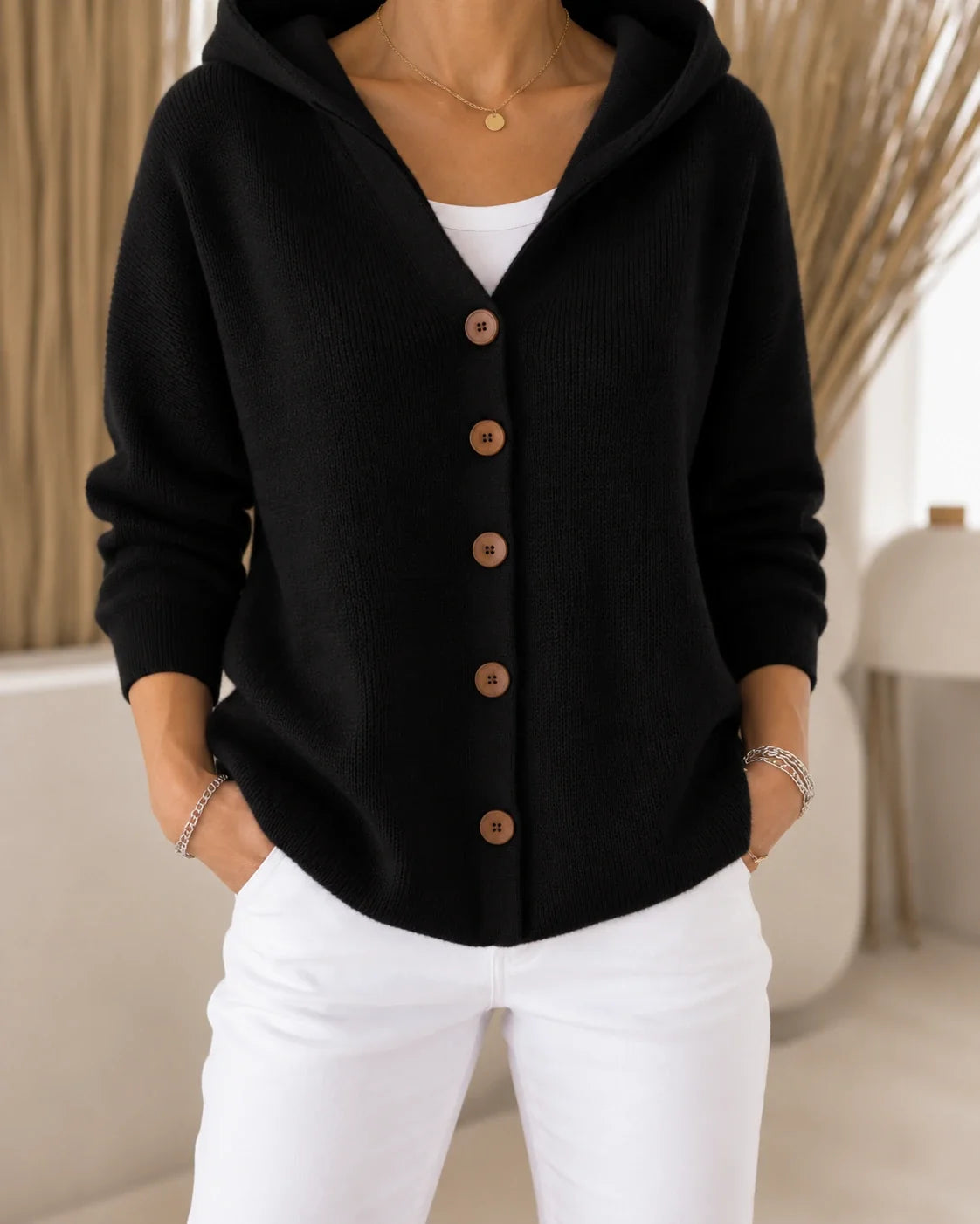 Morag Hooded Button Cardigan