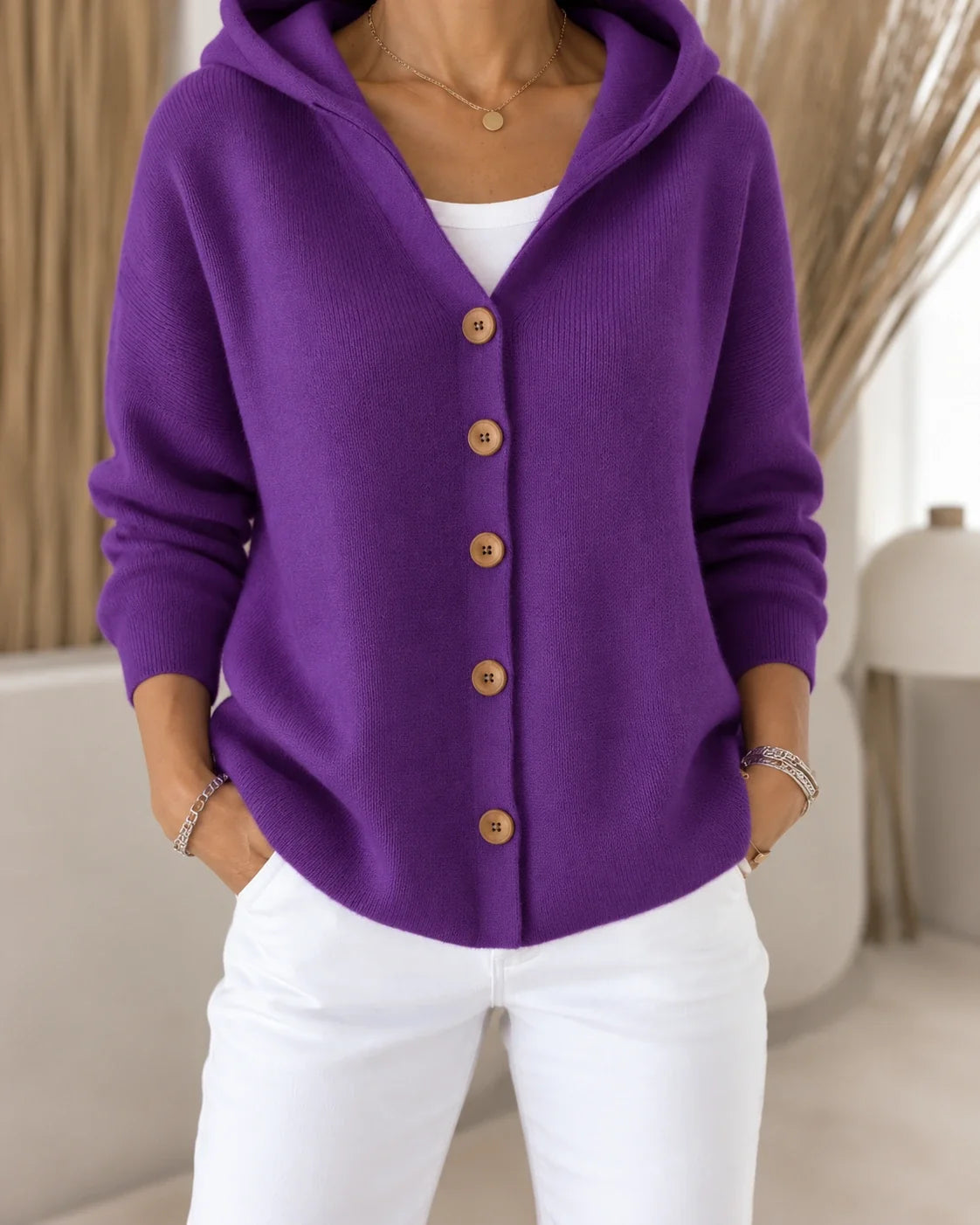 Morag Hooded Button Cardigan