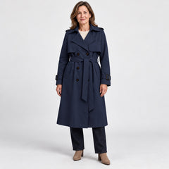 The Theresa Classic Belted Trench Coat in Navy