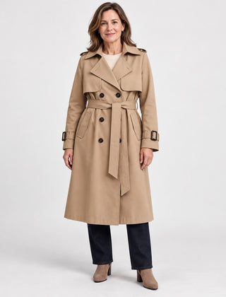 The Theresa Classic Belted Trench Coat in Khaki