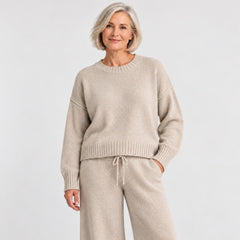 The Toni Knit Jumper and Wide Leg Trouser Set close-up of the knit