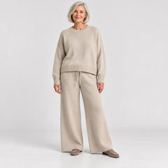 The Toni Knit Jumper and Wide Leg Trouser Set in the studio