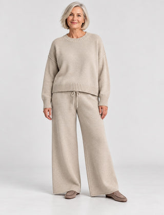The Toni Knit Jumper and Wide Leg Trouser Set in the studio
