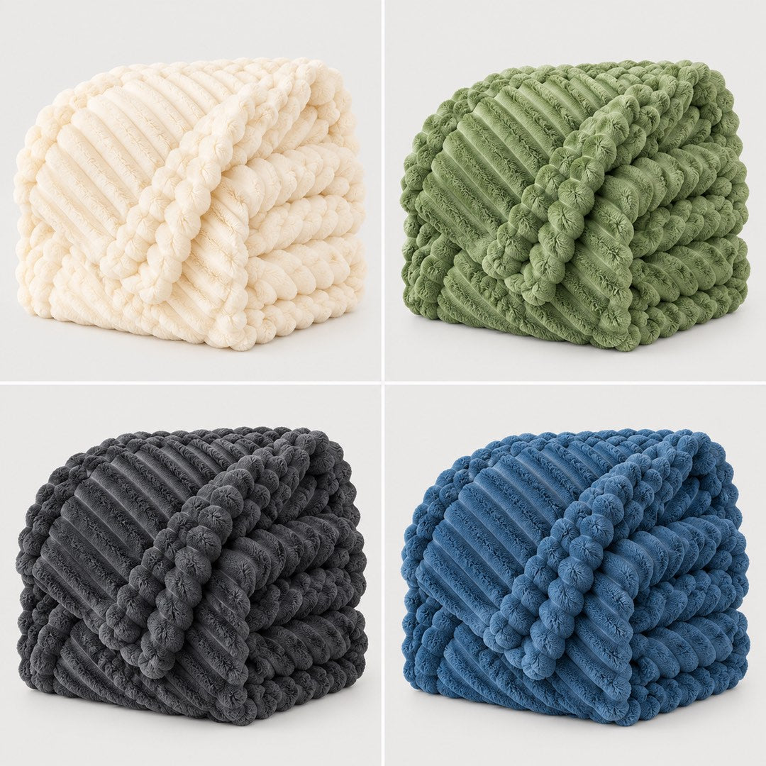 The Tracy Ribbed Fleece Throw Blanket in all colours