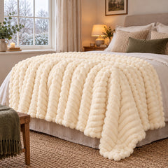 The Tracy Ribbed Fleece Throw Blanket at home