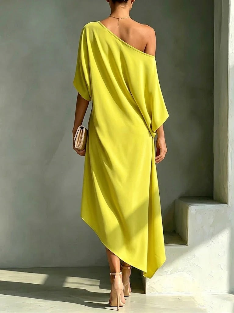 Camille™ | Graceful One-Shoulder Midi Dress