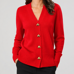 Shelagh | Heart Button V-Neck Cardigan
