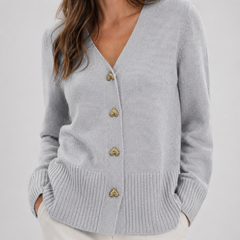 Shelagh | Heart Button V-Neck Cardigan