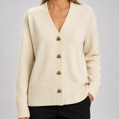 Shelagh | Heart Button V-Neck Cardigan