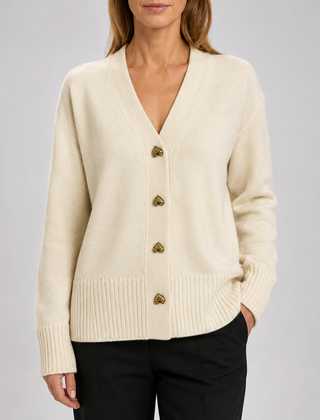 Shelagh | Heart Button V-Neck Cardigan