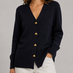 Shelagh | Heart Button V-Neck Cardigan