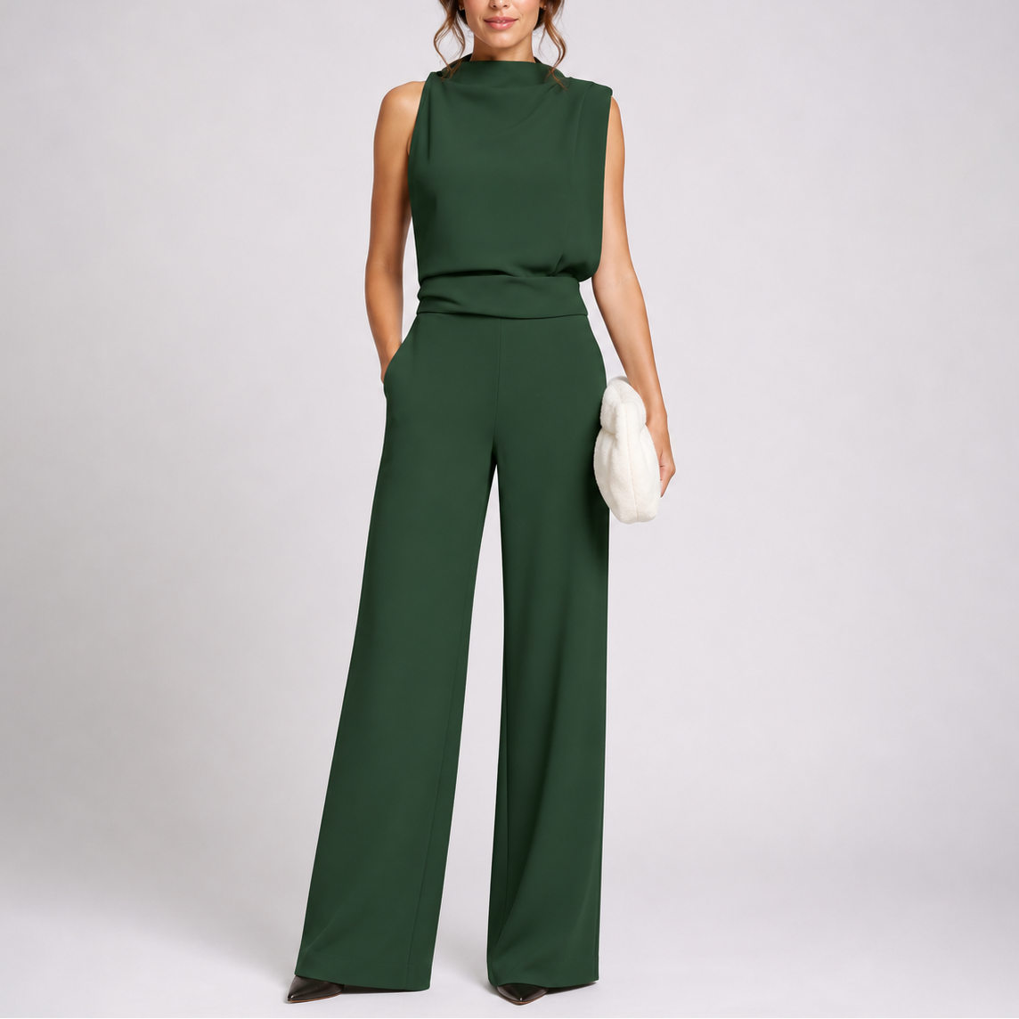Anna Jumpsuit with Sleeveless Upper and Wide-Leg Design